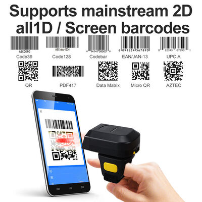 Mini Wireless Finger Ring Barcode Reader Scanner 650nm Visible Laser USB 0.1mm(4mil) with CCD Light Source