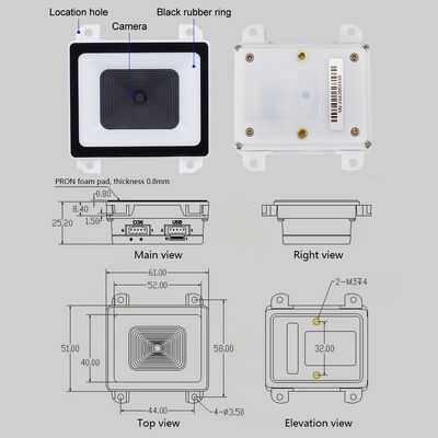 QR Code Scanner with USB RS232 TTL Wiegand Interface for Access Control Vending Kiosk Machines Embedded Reader