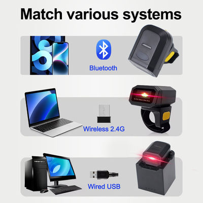 YJ-6602 USB Interface 2.4G BT Ring Finger Wireless Barcode Scanner Machine 1D 2D Logistics Warehouse for Goods Delivery