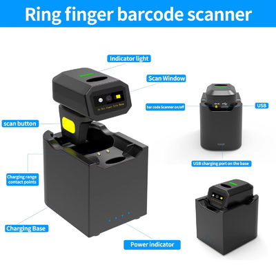 YJ-6602 USB Interface 2.4G BT Ring Finger Wireless Barcode Scanner Machine 1D 2D Logistics Warehouse for Goods Delivery