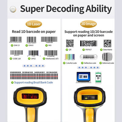 Wireless Handheld Barcode Scanner 5V Android Barcode Readers Commercial For Supermarket