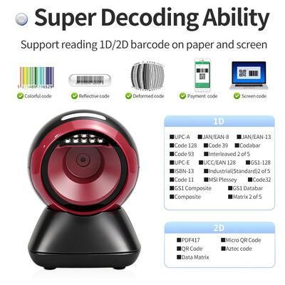 YJFIRST YJ-8010Q Hands-Free 2D QR Code Reader Omnidirectional Auto Sense Desktop Barcode Scanner Manufacturer Direct