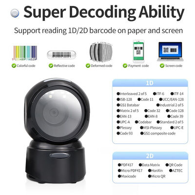 YJFIRST 2D Barcode & QR Code Scanner Omnidirectional Big Window Desktop Platform for Screen Code Scanning