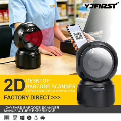 Large Window Desktop Scanner YJFIRST Omnidirectional 2D Barcode & QR Code Reader for Retail & Supermarket