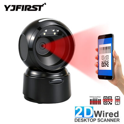 YJFIRST Omnidirectional Scanning Platform 2D Barcode QR Code Reader with Big Window for Desktop Use