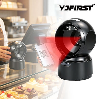 2D QR & Screen Code Desktop Scanner YJFIRST Omnidirectional Big Window Barcode Platform for Cashier