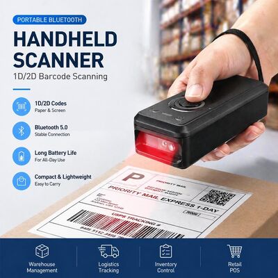 Portable Bluetooth Hand Scanner Wireless Barcode Scanner Reader for POS Inventory & Barcode Verify