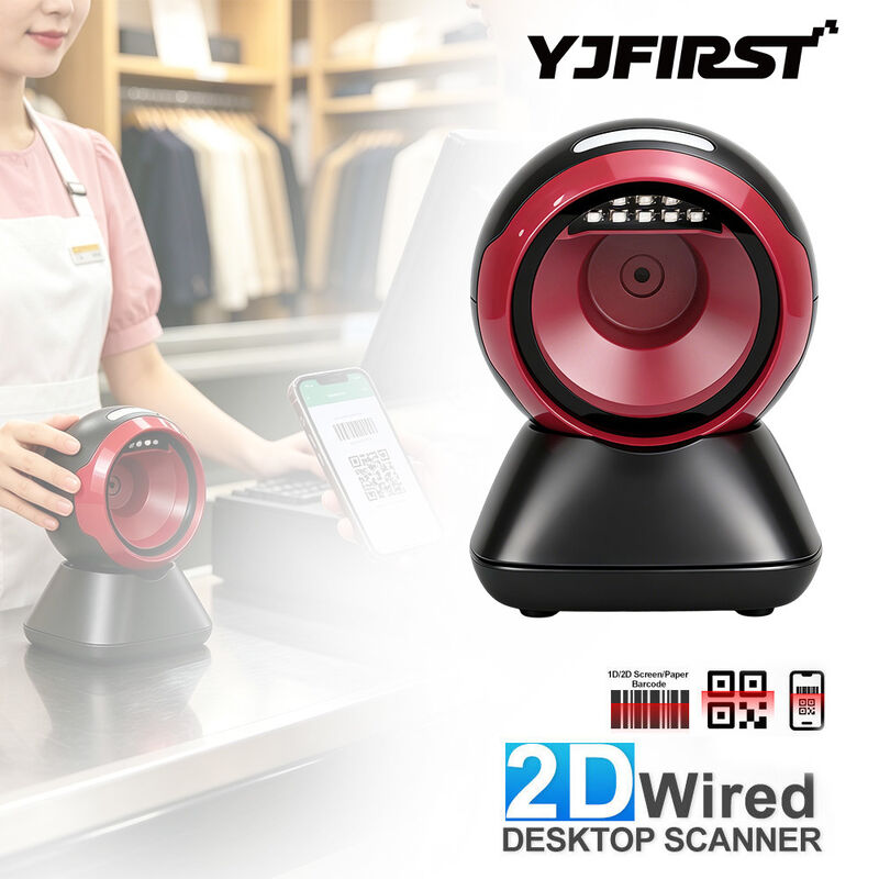 YJFIRST YJ-8010Q 2D Omnidirectional Barcode Scanner Automatic Sensing Desktop QR Code Reader Direct from Manufacturer