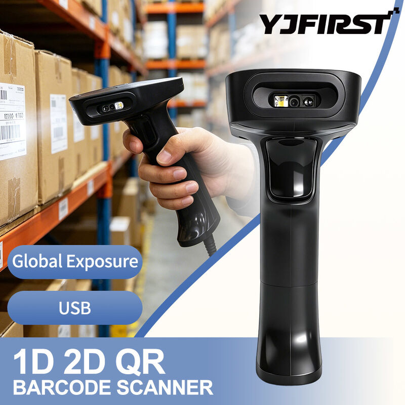 1D 2D Barcode Scanning Gun Wireless & USB Wired Scanner for Retail Stores, Supermarkets and Warehouses
