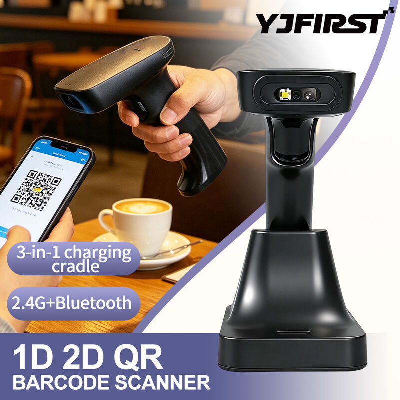 YJFIRST 1D 2D Handheld Scanner Wireless Barcode & QR Code Reader for POS Systems and Bank Cheque Processing